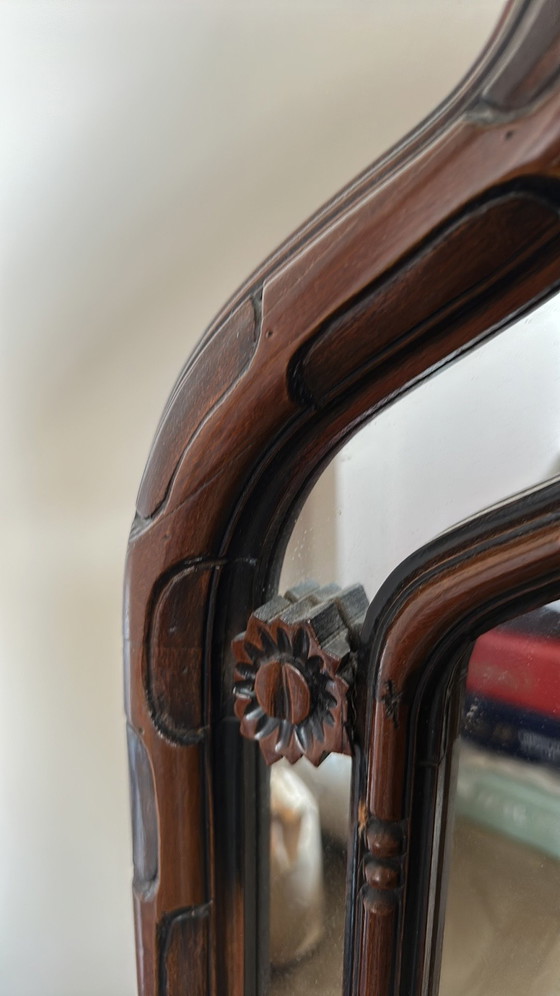 Prachtige Vintage Franse Toogspiegel – Wood (photo 4 of 6)