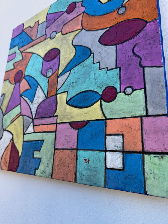 Tableau abstrait géométrique coloré – Peintures et dessins, Toile (photo 4 of 14)