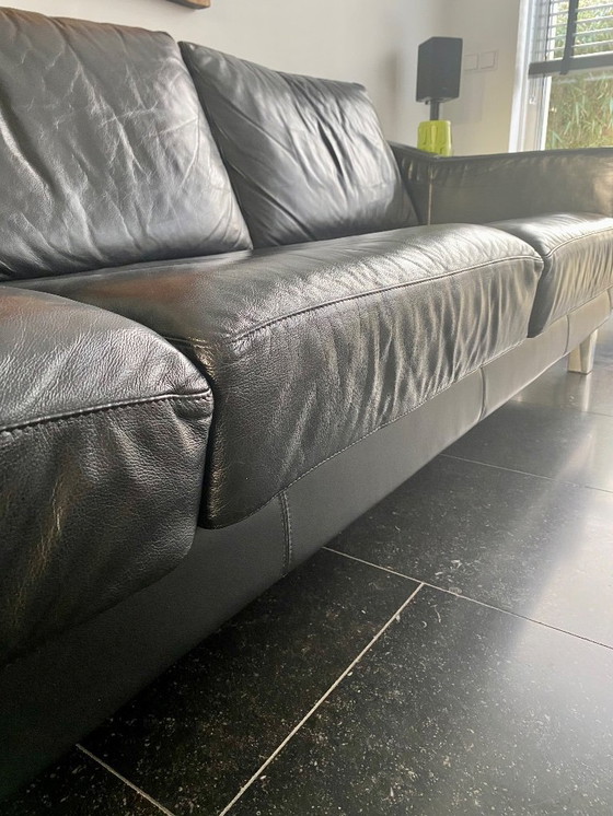 Image 1 of Leolux Antonia 3.5 seater black leather, excellent condition