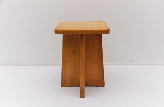 Image 1 of Conjunto de 6 taburetes de roble al estilo de Pierre Chapo, Francia, años 60