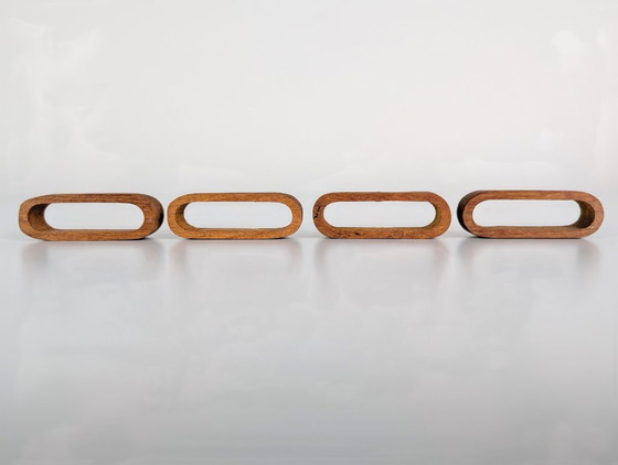 Image 1 of Ensemble de 4 ronds de serviette style danois scandinave teck, années 1960