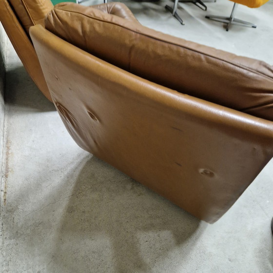 Image 1 of Elementen bank 2 fauteuils jaren 60 leren tweezitsbank 