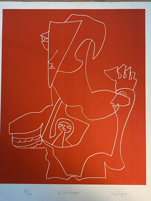 Charles Lapique "Le Démiurge" Originele Litho