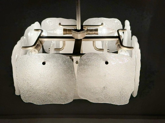 Image 1 of Lampe en verre glacé/plafonnier de J.T. Kalmar pour Kalmar Franken, modèle : Bernstein, Autriche, années 1960