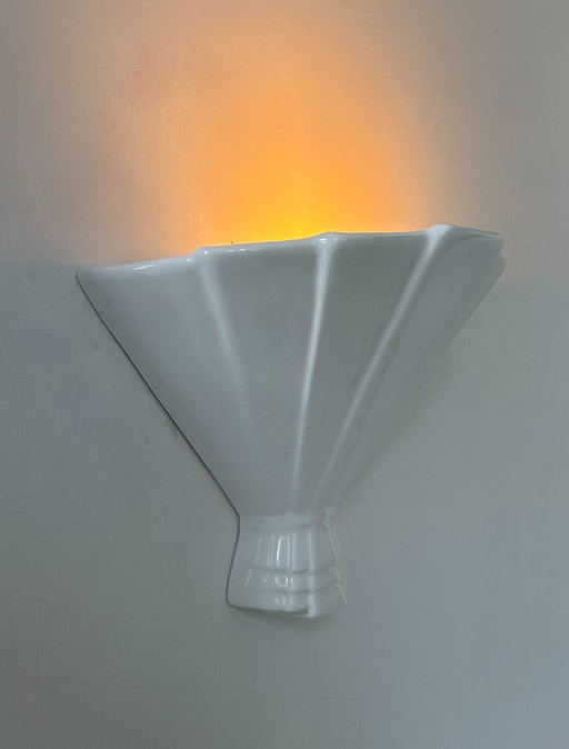White porcelain wall lamp, France, 1960
