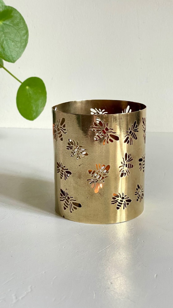 Image 1 of Messing bijen kaarsenhouder