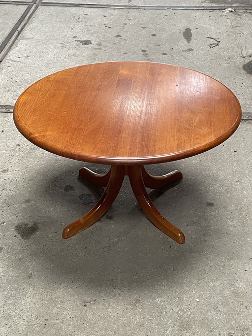 Table basse vintage scandinave, ronde, teck