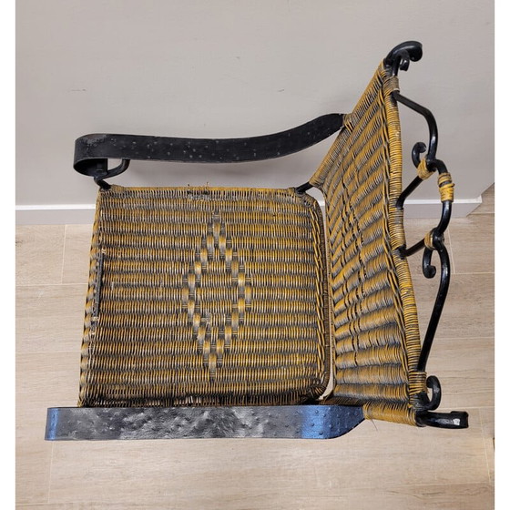 Image 1 of Vintage wrought iron and rattan chair, France 1970s