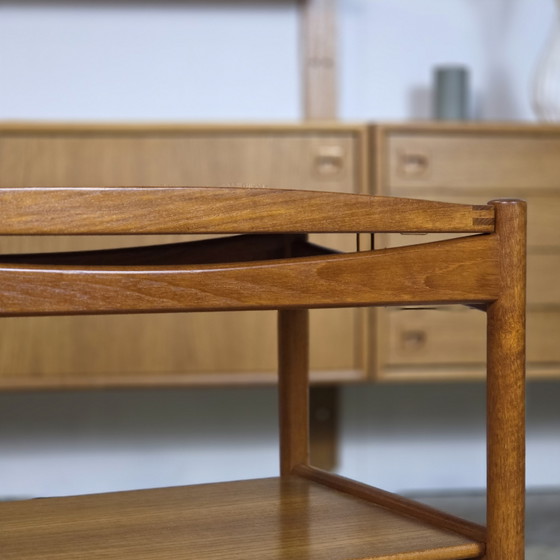 Image 1 of Poul Hundevad, vintage jaren 60 Teak trolley theewagen Deens