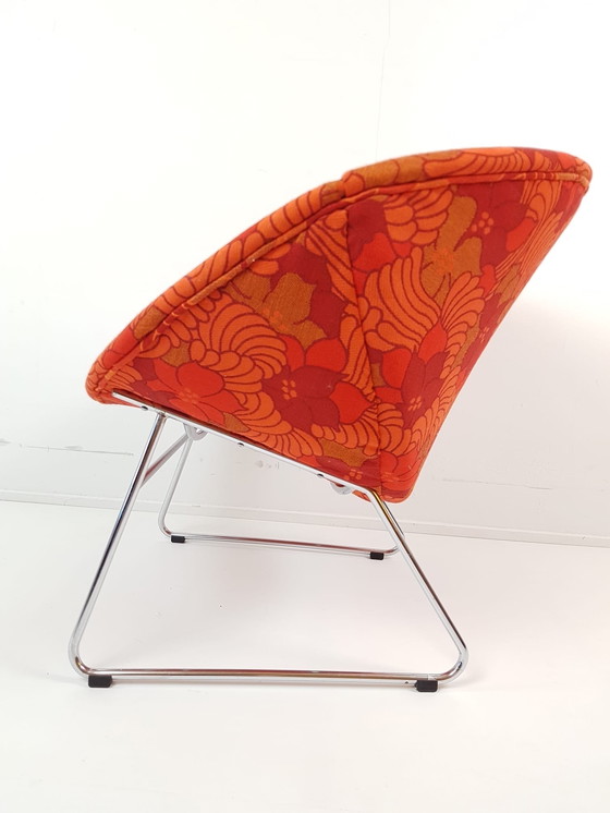 Image 1 of Vintage Rudolf Wolf fauteuil nieuw gestoffeerd wol bloemen Rohe