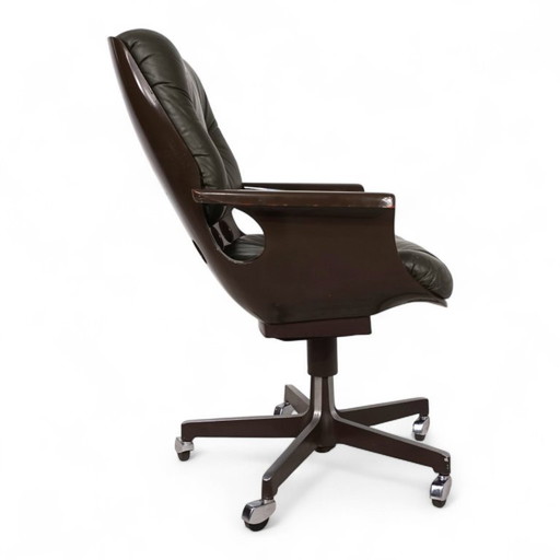 Stoll Giroflex 7112 Space Age leather office chair by Martin Stoll, 1970
