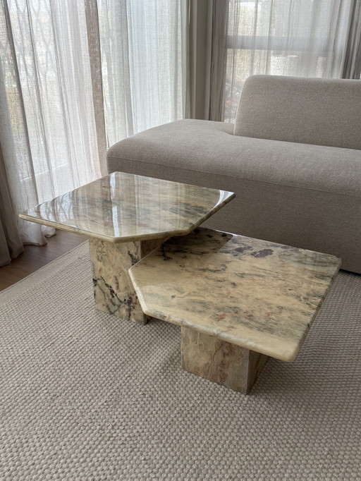 Vintage marmeren salontafel set, Italië 1970