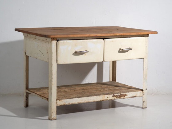 Tavolo da lavoro industriale con cassetti (c.1940) #75 – Tavoli da pranzo, Iron, Rustic (photo 8 of 40)