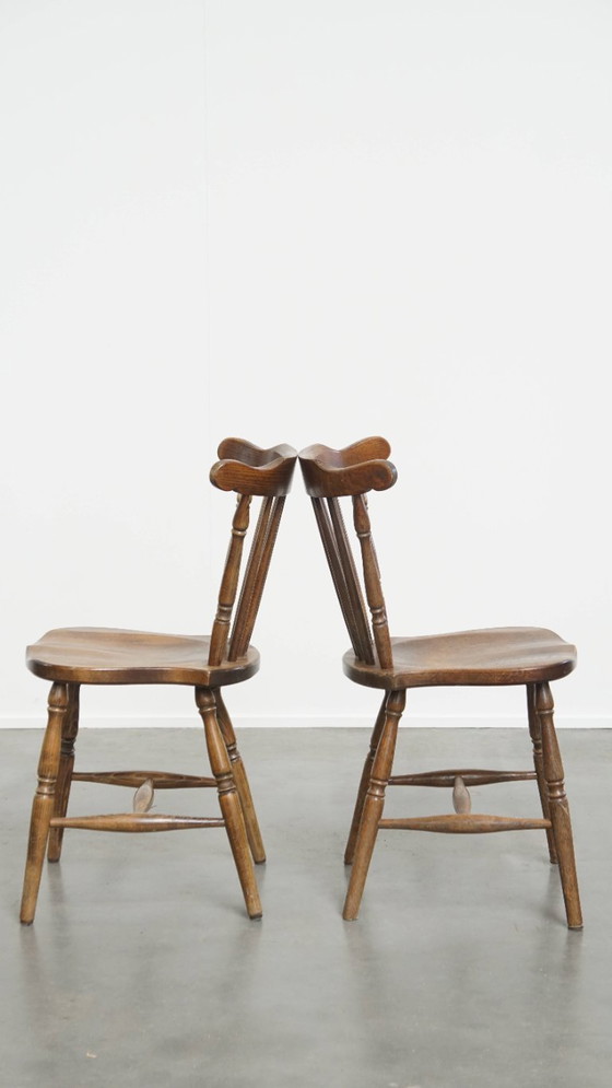 Image 1 of 2 x Antique Dutch slatted wooden chair