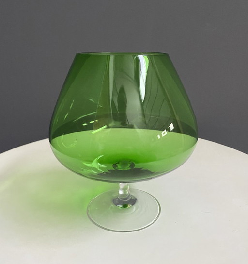 Empoli green large cognac glass shape vase 1960s
