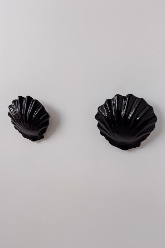 Paire D'applique Vintage En Porcelaine Noire, France 1970 – Appliques murales (photo 2 of 6)