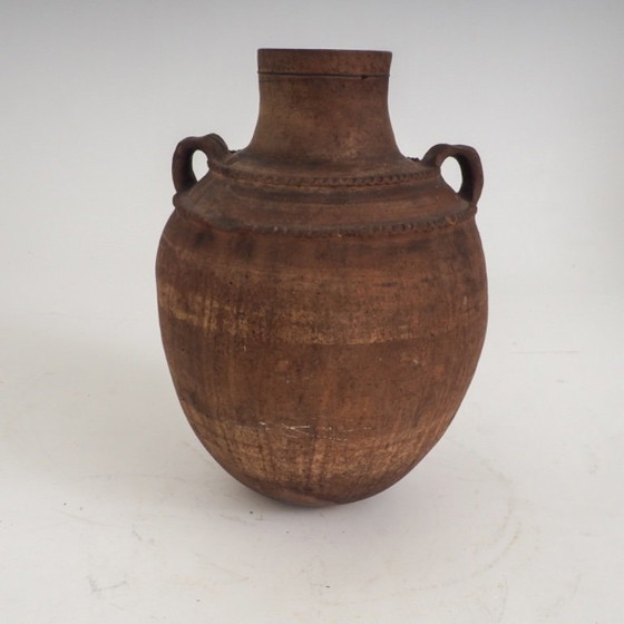 Primitive Terracotta Vessel With Hand-Painted Geometric Details – Vases, Ceramic (photo 6 of 12)