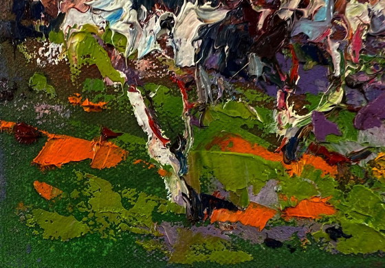 Original Oil Painting Rural Evening Landscape Spring in the Village – Paintings & Drawings, Canvas (photo 6 of 8)
