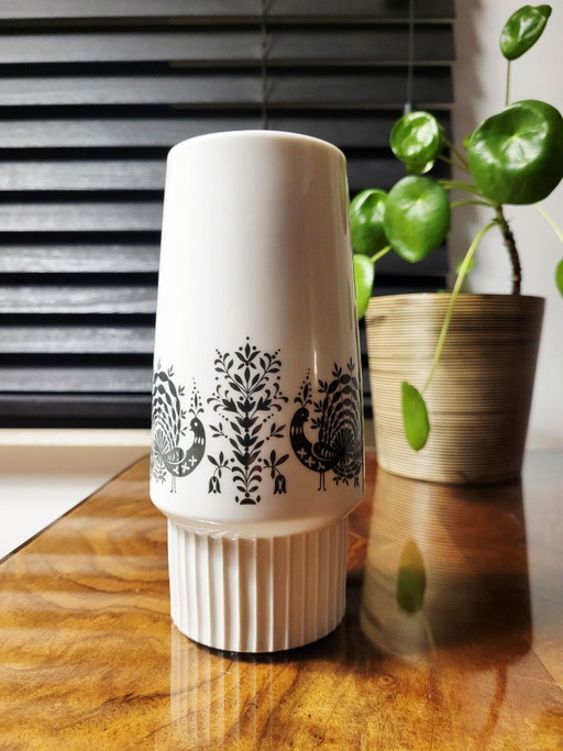 Vintage vase with peacock motif, Krautheim, Bavaria, porcelain, 1970s