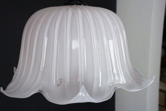 Image 1 of Grande lampadario vintage a forma di fiore in vetro di Murano rosa, Italia, anni '80.