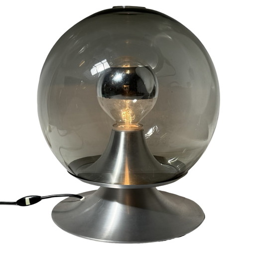 RAAK Amsterdam - Table Lamp Model ‘Droomeiland’ - 1960s - Model Nr. D-2002 - Large - Smoked Glass – tafellampen, Aluminium