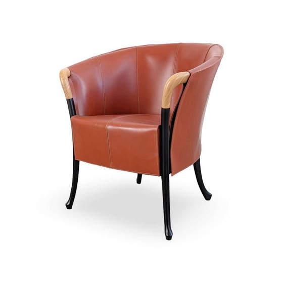 Giorgetti Progetti Chair Umberto Asnago Cognac Brown Leather, Armchairs, Wood, Red (photo 4 of 9)