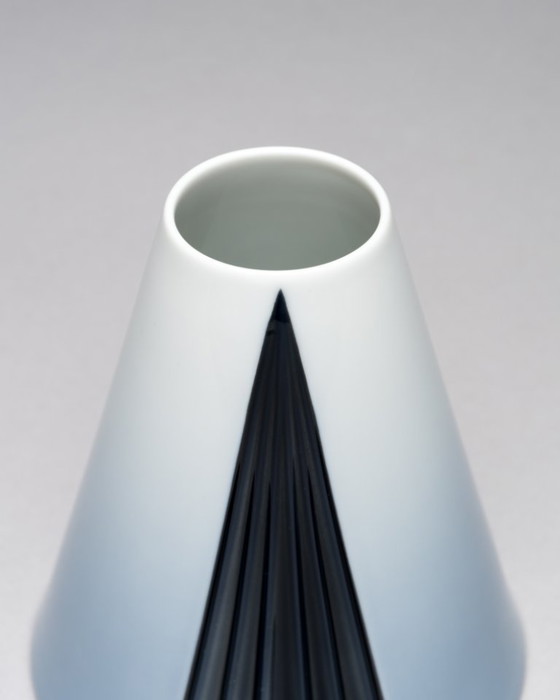Image 1 of Chic Vintage Rosenthal Plissée Vase Trio Ambrogio Pozzi Minimalist Porcelain Art