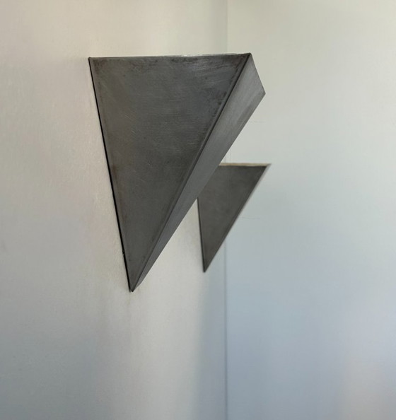 Image 1 of Coppia di applique vintage, metallo spazzolato, Francia 1970.