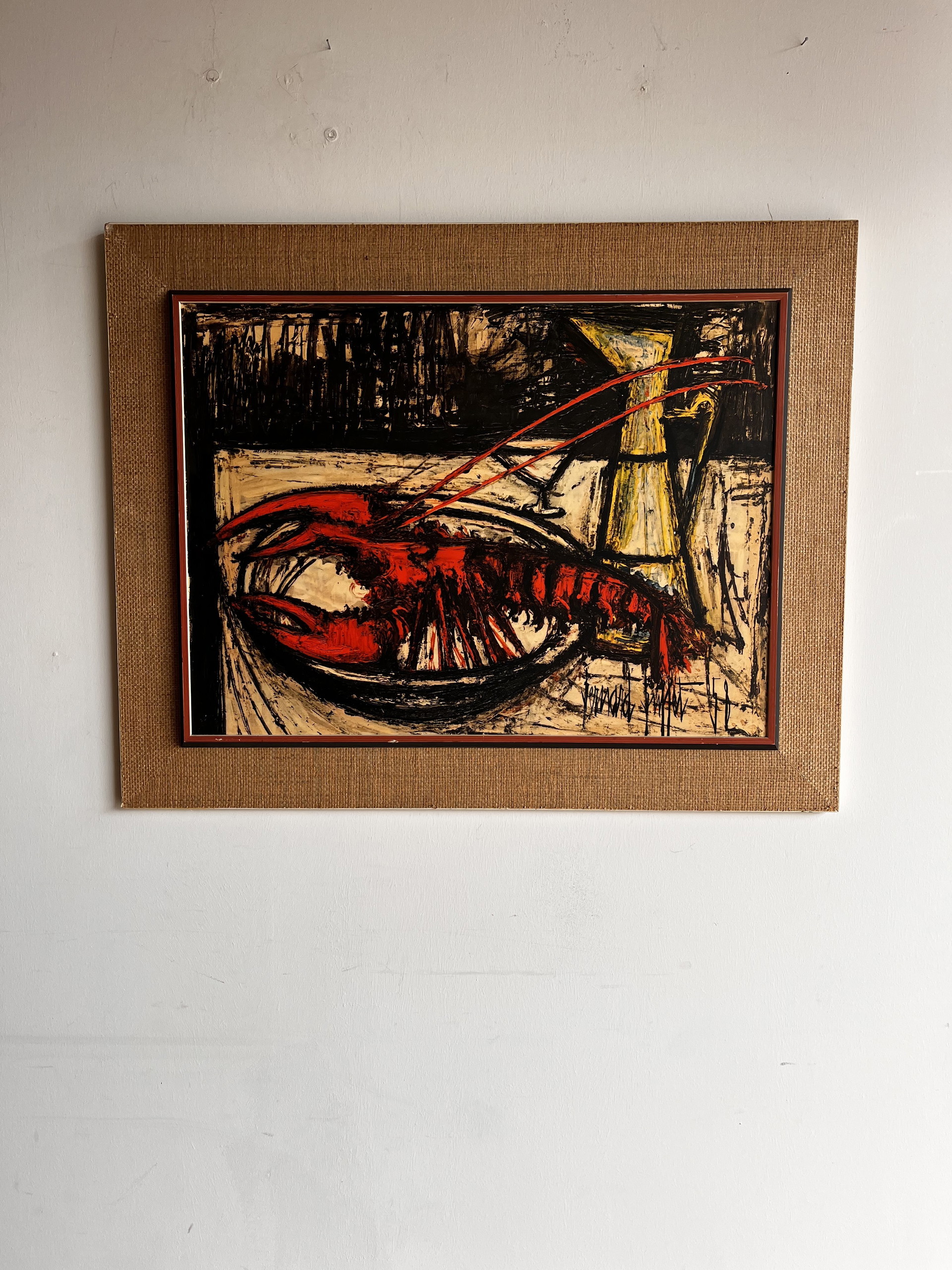 Bernard Buffet lobster & jug vintage print in vintage frame | €285