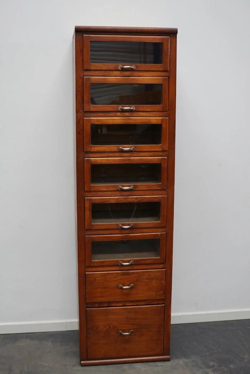Tall vintage German pine haberdashery cabinet, 1950s