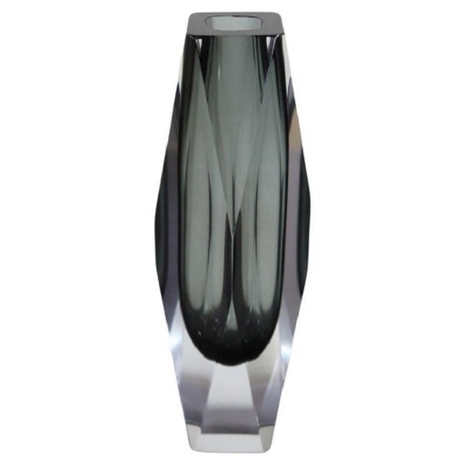 Smoked Grey Murano Glass Vase, Italy 1960s