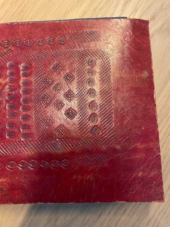 Image 1 of Handgemaakt Rood leren Fotoalbum 
