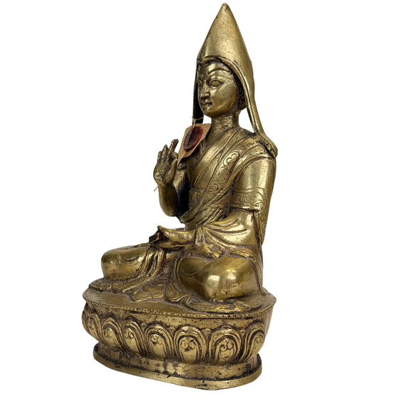 Antiker feuervergoldeter tibetischer Gelug Lama – 18.–19. Jahrhundert – Exportsiegel 1962 – Bildhauerei (photo 8 of 11)