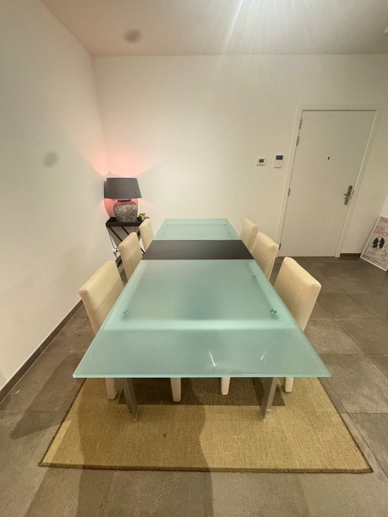 Image 1 of B&B Italia extendable designer dining table, Paolo Piva, glass