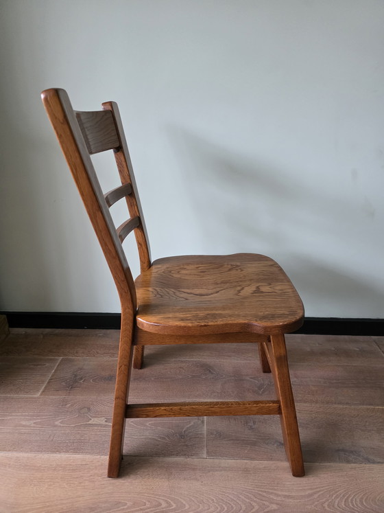 Image 1 of Massief eiken brutalist stoelen – set van 4