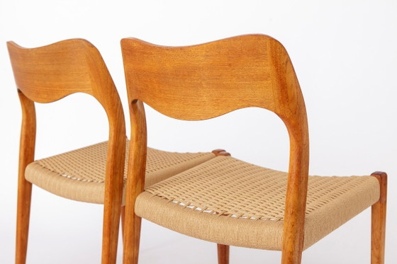 Image 1 of Set of 6 Niels Otto Møller Model 71 Dining Chairs, 1960s, Danish Mid Century Teak Chairs with Danish Cord Seats, Scandinavian De