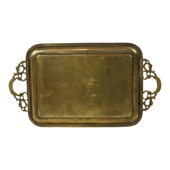 Image 1 of Vassoio orientale in ottone a forma di pavone