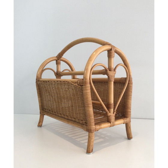 Image 1 of Vintage Rattan magazine rack 1970