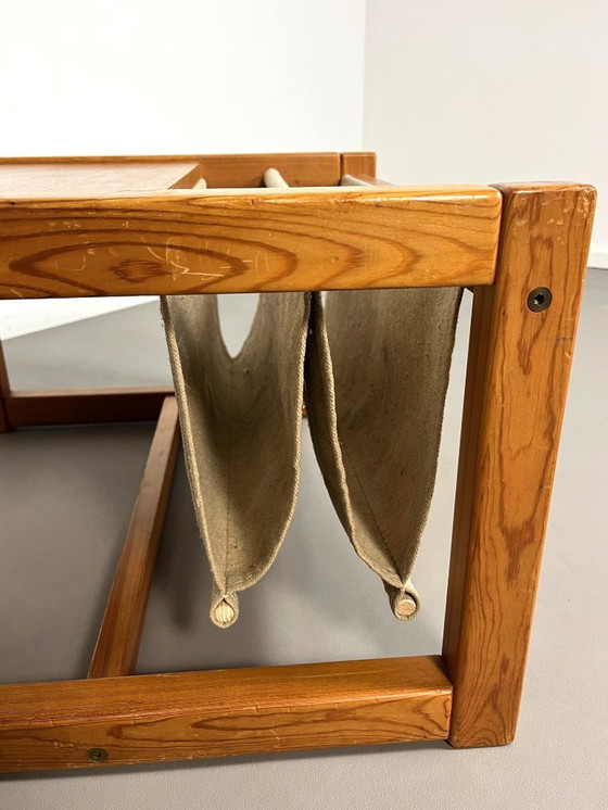 Image 1 of Safari-Couchtisch mit Zeitschriftenablage aus Leinen, von Karin Mobring für Ikea, 1970er Jahre.