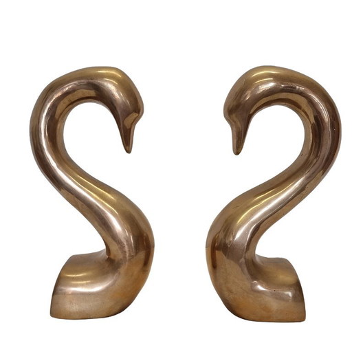 Vintage Italiaanse Messing Zwanenhals Boekensteunen – cadeaus, Brass (photo 2 of 7)