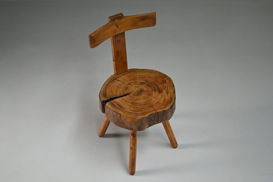 Image 1 of Set brutalist tree trunk chairs, 1970s France. 