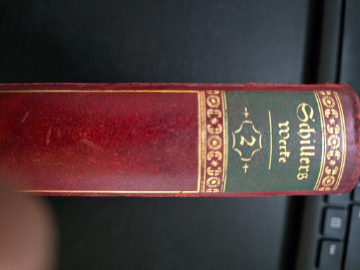 Antico set di due volumi "Schillers Werke" (circa 1910) – Dorso rosso-verde e stampa dorata – koffietafelboeken, Gold