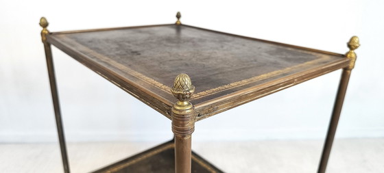 Image 1 of 😍✨Prächtiger Barwagen von Maison Jansen – Messing, Bronze und Blattgoldleder – Um 1950✨😍