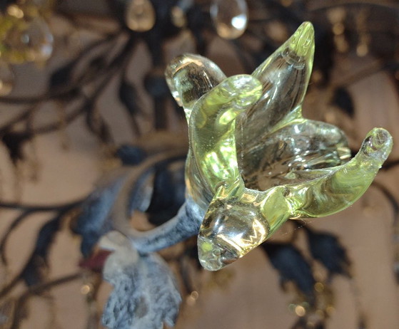 Large chandelier with glass flowers and crystals, Nuova Odissea design kroonluchter, Metal, Black, Klassiek (photo 3 of 5)