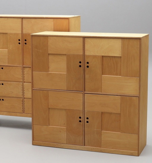 Ensemble d'armoires de rangement vintage IKEA KUSK – Contreplaqué de bouleau – Années 90