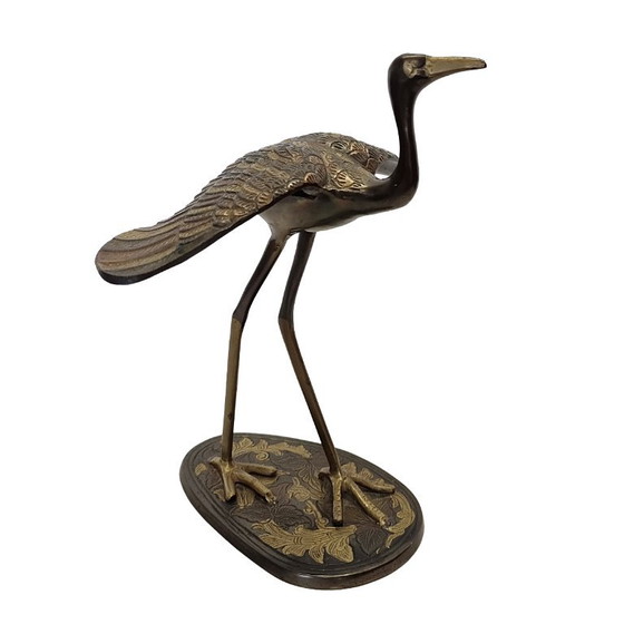 Vintage Brass Crane Bird Sculpture – India 1980s – Decorative Objects (photo 4 of 7)