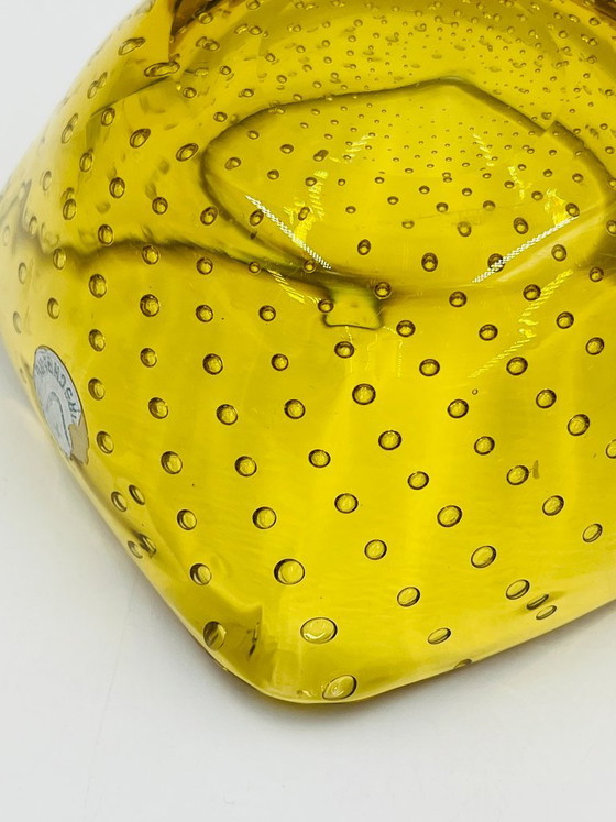 Quadratische "Bullicante" Irschenberg Ablageschale, Frischberg, Schalen, Murano-Glas, Gelb, Vintage (Foto 11 von 11)