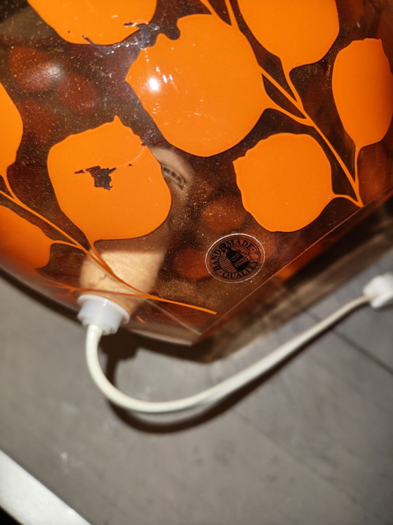 Image 1 of vintage IKEA Knubbig tafellamp set in een zeldzame oranje/rode uitvoering