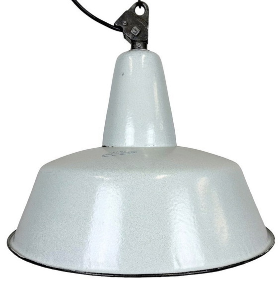 Image 1 of Large Industrial Grey Enamel Factory Pendant Lamp from Zaos, 1960s