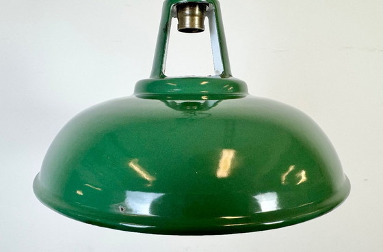 Image 1 of Industrial Green Enamel Factory Pendant Lamp, 1960s